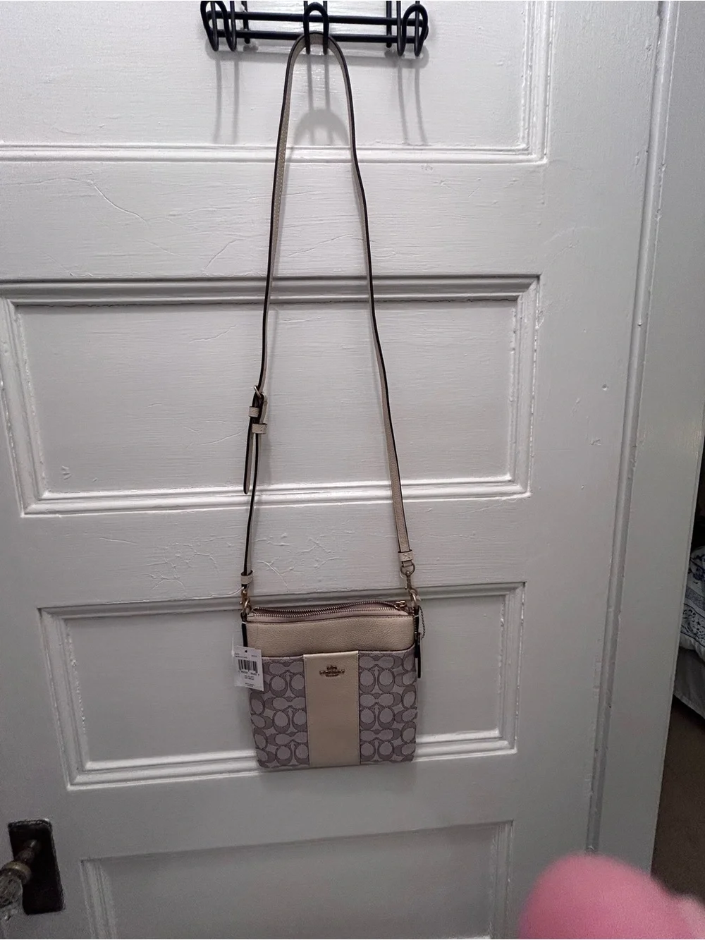 NWT! COACH Signature Jacquard Kitt Stone Ivory Messenger Crossbody Bag
